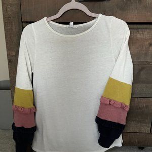 Hailey & Co | White Ruffle Sleeve Sweater